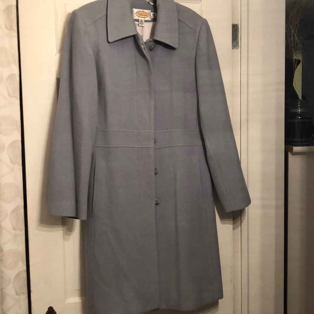 Talbots powder blue wool coat knee length